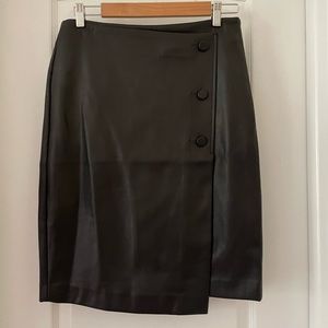 Ann Taylor Factory Imitation Leather Knee Length Button Front Skirt